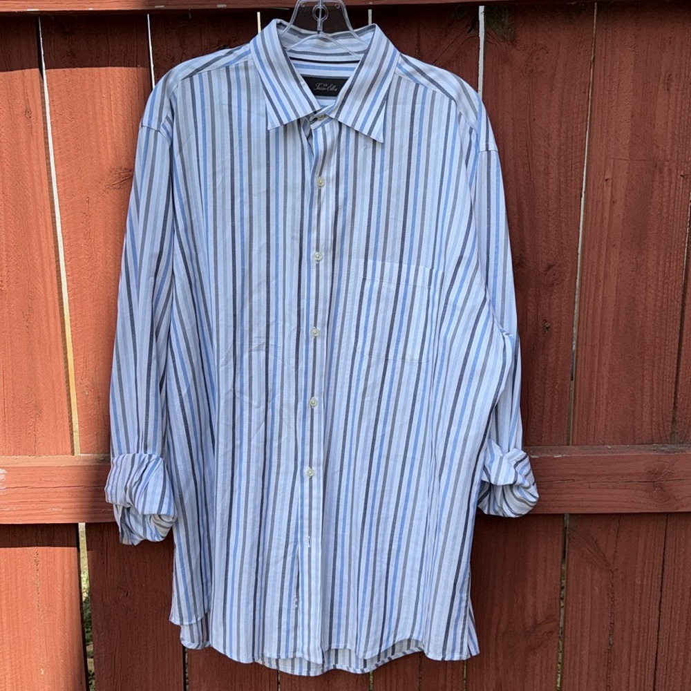 Tosso Elba Slim Fit Striped Men Dress Shirt Long Sleeves Size L - Picture 5 of 5